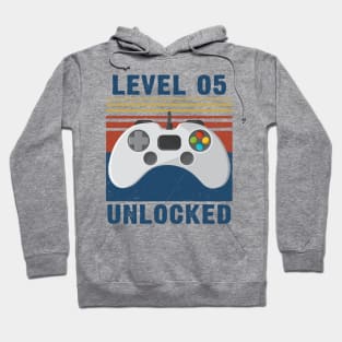 Level 05 unlocked funny gamer 5th birthday Hoodie